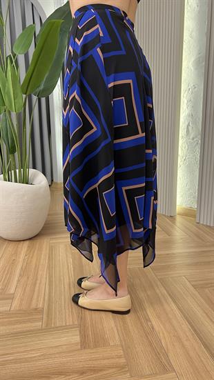 Lenna Desenli Asimetrik Zra Model Etek