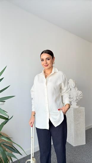 Siyah Çizgili Massi Tensel Gömlek