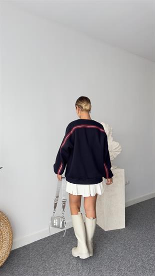 Boston Yazılı Sırt Fermuar Detay Sweatshirt