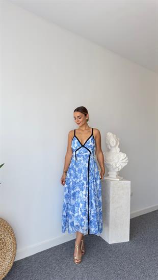 Sonia Zra Model Astarlı Mavi Şifon Elbise 