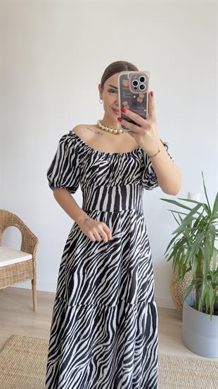 Peste Orj Marka Gipeli Zebra Elbise