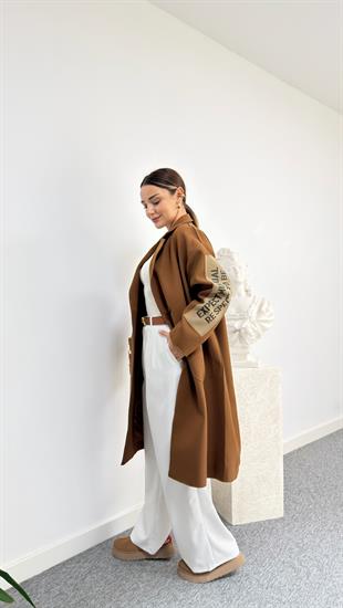 Marike Orj Model Yazı Detaylı Astarlı Taba Kaban