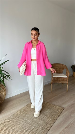 Oversize Pembe Gömlek