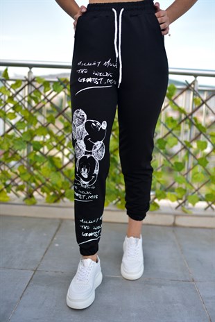 Mickey Mouse Baskılı Siyah Eşofman Takımı