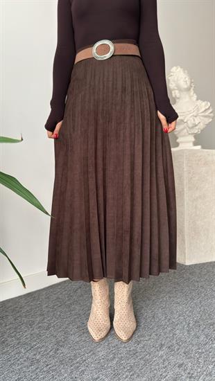 Kahve Nole Zra Model Piliseli Süet Etek
