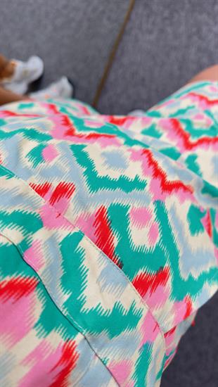 Çok Renkli Gabardin Şort Tulum