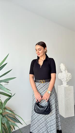 Siyah Sapel Soft Doku Massi Triko