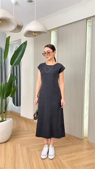 Siyah Larica Tensel Basic Massi Elbise 