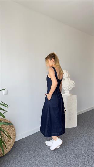 Siento Askılı Lacivert Denim Elbise