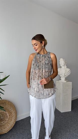 Anımal Desen Şifon Bluz