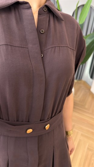 Kahve Nerla Orj Model Apoletli Tensel Elbise