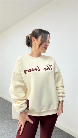 The Lovers Yazılı Bej Sweatshirt