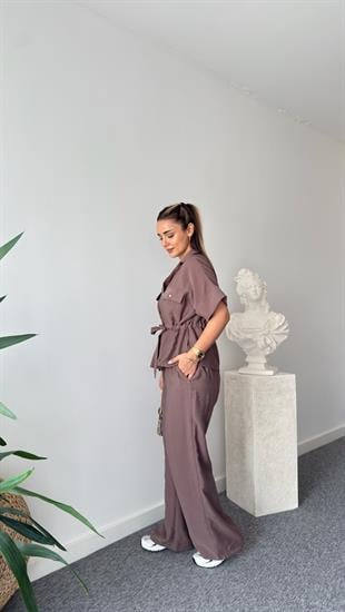 Kahve Resa Gold Fermuarlı Tensel Takım