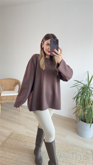 Kahve Pis Dikiş Şardonlu Sweat