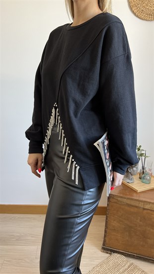 Taş Detaylı Tasarım Sweatshirt