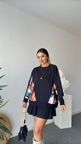 Cepleri Renkli Lacivert Sweatshirt