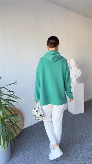 Yan Yırtmaçlı Yeşil Modal Sweat
