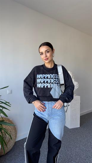 Happıness Kot Cepli Yıkamalı Sweat