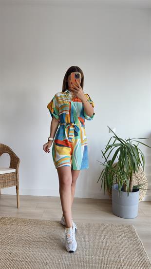 Marka Model Lilyum Renkli Şort Tulum