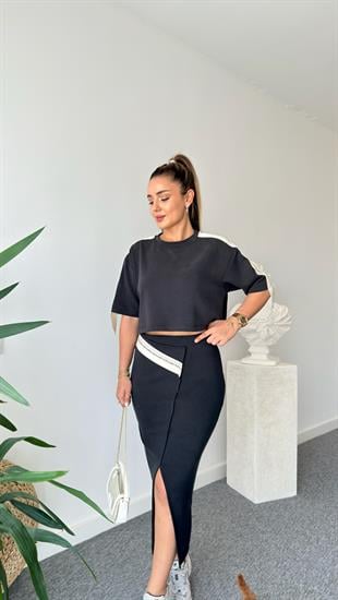 Chima Şerit Detaylı Etekli Modal Takım 