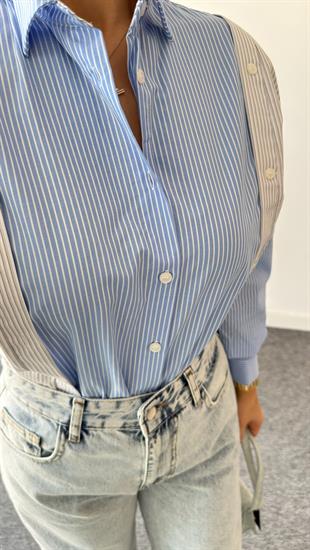 Colour Block Düğme Detaylı Gömlek