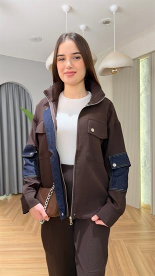 Kahve Batie Kot Garnili Tasarım Takım