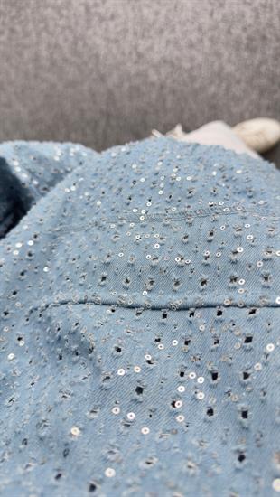 Pul Detaylı Astarlı Mevsimlik Denim Mont