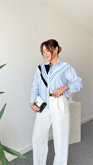 Jakob Ribana Detaylı Çizgili Gömlek