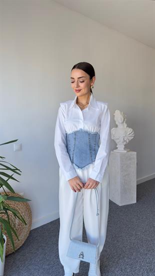 Offer Kot Garnili Beyaz Gömlek