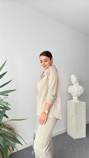 Soleda Paraşüt Detaylı Bej Modal Takım