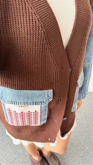 Kahve Liesta Kot Garnili Hırka