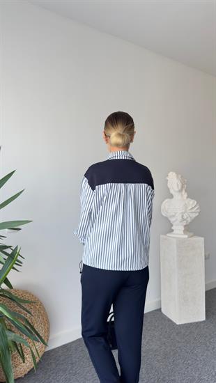 Ezela Çizgili Poplin Garnili Sweatshirt
