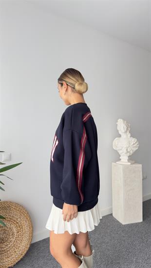 Boston Yazılı Sırt Fermuar Detay Sweatshirt