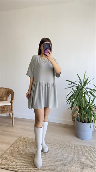 Çizgili Salaş Basic Elbise 