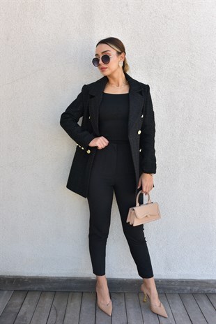 Zara Model Siyah Tüvit Blazer Ceket