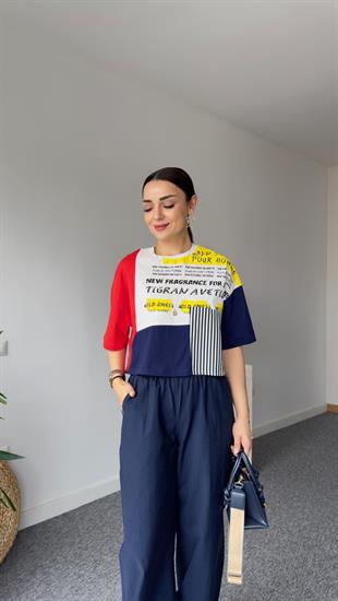 Rance Yazı Detaylı Renkli Tshirt 