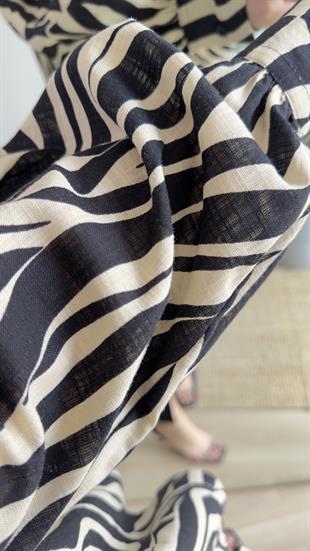 Kasira Zebra Desen Keten Gömlek