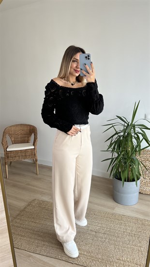 Tasarım Siyah Fisto Bluz 