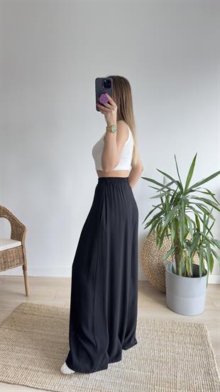 Cora Bol Paça Siyah Pantolon