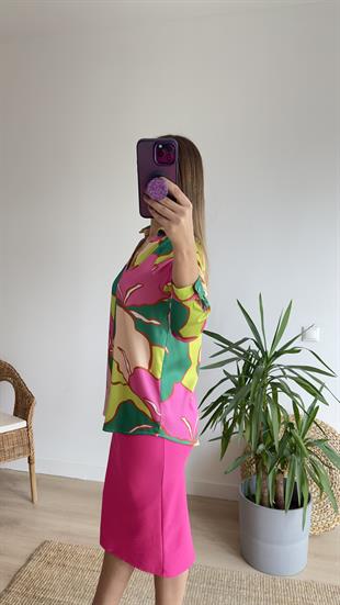 Mery Zra Model Pembe Desen Gömlek