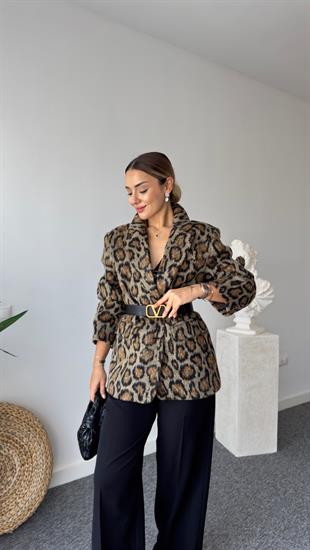 Premium Kaşe Leopar Ceket