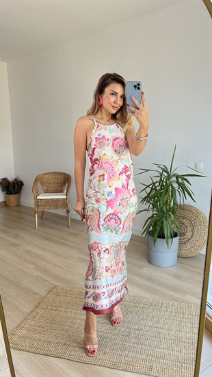 Zara Model Askılı Çok Renkli Elbise