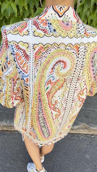 Etnik Desenli Blazer Ceket