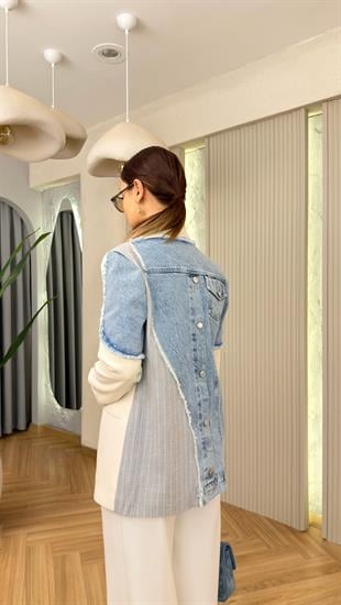 Parlice Sırt Kot Garnili Tasarım Premium Blazer
