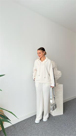 Kollar Şerit Taşlı Modal Sweatshirt