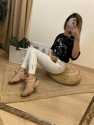 Fermuarlı Ekru Eşofman