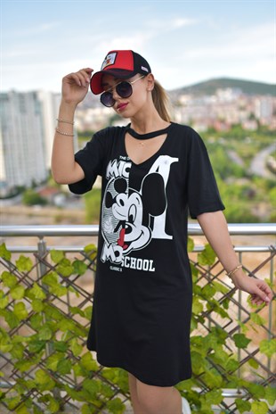 Yaka Detaylı Mickey Elbise