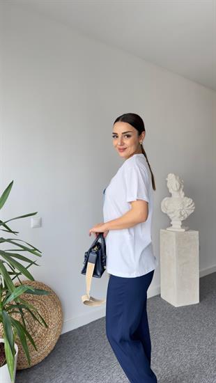 Zion Kot Detaylı Beyaz Tshirt