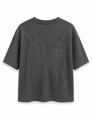Siyah Sırt Kelebek Detaylı Basic Tshirt