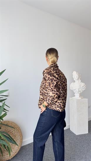 İnce Kaşe Zra Model Leopar Desen Ceket
